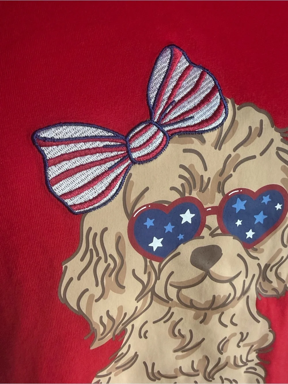 Girls' Red Puppy Graphic Short Sleeve Crewneck Tee, Sz XL NWT Americana